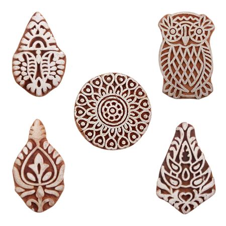 Set of 5 Piece New Mix Wooden Printing Blocks